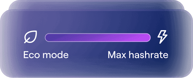 Control deslizante del firmware Vnish alternando entre modo Eco y máximo hashrate